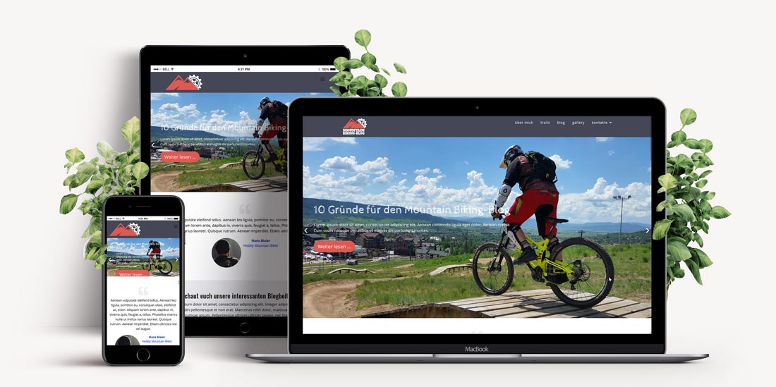 Responsive Webdesign - Website Vorlage Mountain Bike Blog
